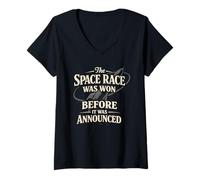 Femme Space Race Cold War Spoutnik Cosmonaute Rocket History T-Shirt avec Col en V