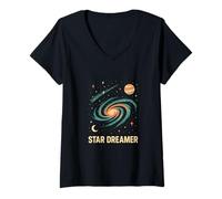 Femme Space Star Dreamer Astronomer Vintage Homme T-Shirt avec Col en V