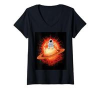 Femme Space Sunnny World Stellar Planet Dreamer Explorer T-Shirt avec Col en V