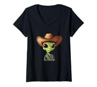 Femme Space Wrangler Alien pour un look galactique T-Shirt avec Col en V