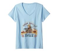 Femme Speak Softly and Carry a Big Stick Citation Président Roosevelt T-Shirt avec Col en V