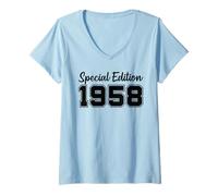 Femme Special Edition 1958 Année de Naissance 68e Anniversaire T-Shirt avec Col en V