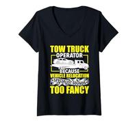 Femme Spécialiste De Relocalisation Des Véhicules - Opérateur De T-Shirt avec Col en V