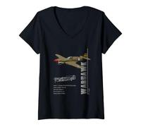 Femme Spécifications du Chasseur P-40 Warhawk (Militaire) T-Shirt avec Col en V