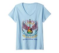Femme Spectrum I Rock The Spectrum Motivation Mom Autism Mom T-Shirt avec Col en V