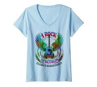 Femme Spectrum Neurodiversité I ROCK THE SPECTRUM Autism Mom Peace T-Shirt avec Col en V