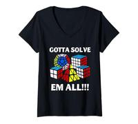Femme Speed Cubing Twisty Puzzle Collector Rétro Cube Design T-Shirt avec Col en V