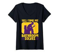 Femme Speedcubing Yes I Time My Bathroom Solves T-Shirt avec Col en V