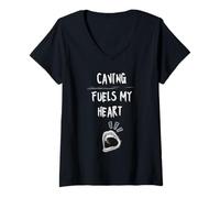 Femme Spéléologie Fuels My Heart Cave Explorer Spelunker Hobby T-Shirt avec Col en V