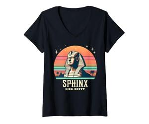 Femme Sphinx Gizeh Égypte Souvenir du Caire Pyramides Fier T-Shirt avec Col en V