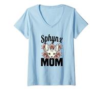 Femme Sphinx Maman amoureuse des chats Sphynx race de chat sans T-Shirt avec Col en V