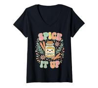 Femme Spice It Up Kawaii Joli Pot d'assaisonnement T-Shirt avec Col en V