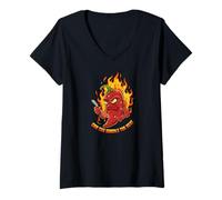 Femme Spicy Chili Pepper Cartoon Can You Handle The Heat T-Shirt avec Col en V