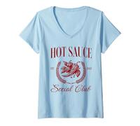 Femme Spicy Food Hot Sauce Lover Social Club T-Shirt avec Col en V