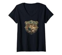Femme Spill The Tea Vintage Gossip Graphique Vintage pour Femme T-Shirt avec Col en V