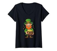 Femme Spilling Smiles Lucky Little Leprechaun T-Shirt avec Col en V
