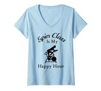 Femme Spin Class is My Happy Hour Cool Spin Class Cycling T-Shirt avec Col en V