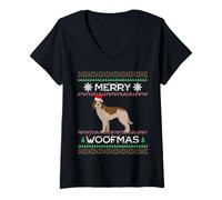 Femme Spinone Italiano Noël T-Shirt avec Col en V