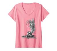 Femme Spiral Original Ange Enclave Gothique T-Shirt avec Col en V, Rose, L
