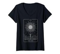 Femme Spirituelle Mystique Esotérique Streetwear Carte de Tarot T-Shirt avec Col en V
