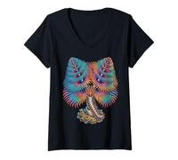 Femme Spirobranchus Art Marin Abstrait océan T-Shirt avec Col en V