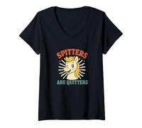 Femme Spitters are Cessers Inappropriate Funny Girls Trip Women T-Shirt avec Col en V