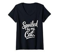 Femme Spoiled by My Cat T-Shirt avec Col en V