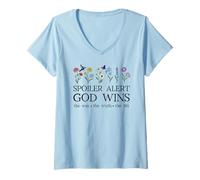 Femme Spoiler Alert God Wins I've Read The Final Chapter Christian T-Shirt avec Col en V