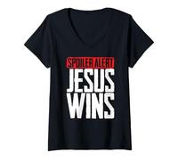 Femme Spoiler Alert Jésus gagne la Bible religieuse chrétienne T-Shirt avec Col en V