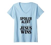 Femme Spoiler Alert : Jésus gagne Une Foi chrétienne inspirante T-Shirt avec Col en V