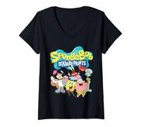 Femme Spongebob Logo Friends T-Shirt avec Col en V
