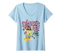 Femme Spongebob Movie (2025) A Sponge's Life T-Shirt avec Col en V