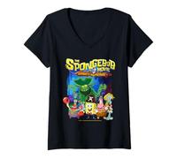 Femme Spongebob Movie (2025) Crew Lineup T-Shirt avec Col en V