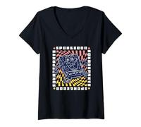 Femme Spongebob Squarepants Abstract Checkerboard T-Shirt avec Col en V