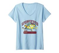 Femme Spongebob Squarepants American Football Sport T-Shirt avec Col en V