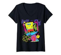 Femme Spongebob Squarepants Born to Shred! T-Shirt avec Col en V