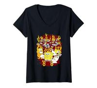 Femme Spongebob Squarepants Brain on Fire T-Shirt avec Col en V