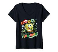 Femme Spongebob Squarepants Christmas Lights Tangle T-Shirt avec Col en V