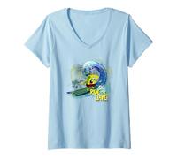 Femme Spongebob Squarepants Fun 90s Ride The Wave Surf T-Shirt avec Col en V