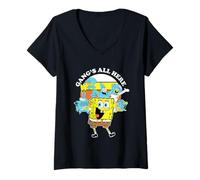 Femme Spongebob Squarepants Gang's All Here T-Shirt avec Col en V