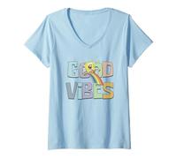 Femme Spongebob Squarepants Good Vibes Rainbow Ride T-Shirt avec Col en V