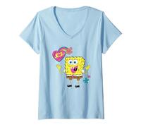 Femme Spongebob Squarepants Heart Hands Pose Spring T-Shirt avec Col en V