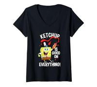 Femme Spongebob Squarepants Ketchup is Good on Everything Cute T-Shirt avec Col en V