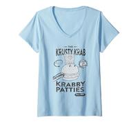 Femme Spongebob Squarepants Krusty Krab Krabby Patties T-Shirt avec Col en V