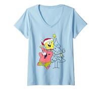 Femme Spongebob Squarepants Make It Merry Christmas T-Shirt avec Col en V