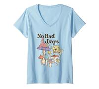 Femme Spongebob Squarepants No Bad Days Mushrooms T-Shirt avec Col en V