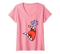 Femme Spongebob Squarepants No This is Patrick Big Screaming Face T-Shirt avec Col en V