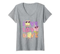 Femme Spongebob Squarepants Patrick & Gary Love Valentine's Day T-Shirt avec Col en V