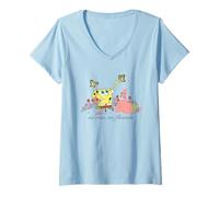Femme Spongebob Squarepants Patrick No Rain No Flowers T-Shirt avec Col en V