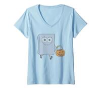 Femme Spongebob Squarepants Pumpkin Halloween T-Shirt avec Col en V